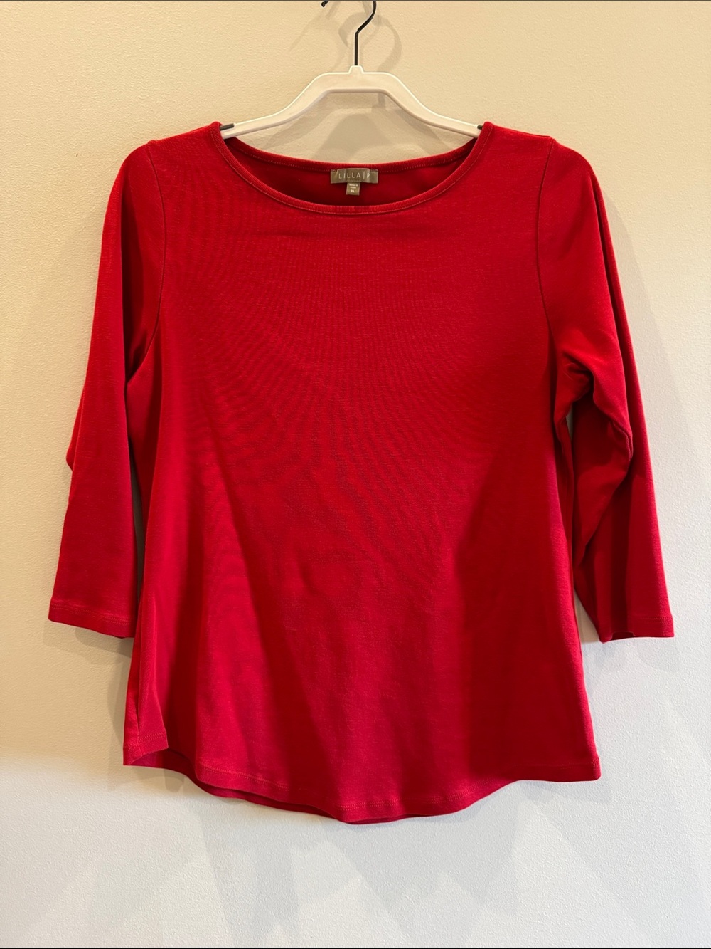 Lilla P Red Scoop Neck Long Sleeve Top